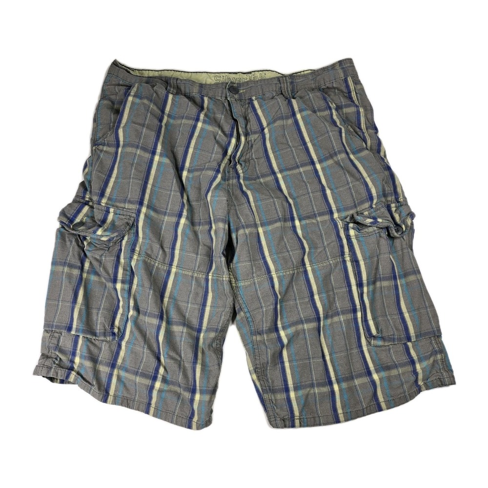 Levis Silver Tab Mens Plaid Cargo Shorts Size 40 Baggy‎ Y2K Classic Casual